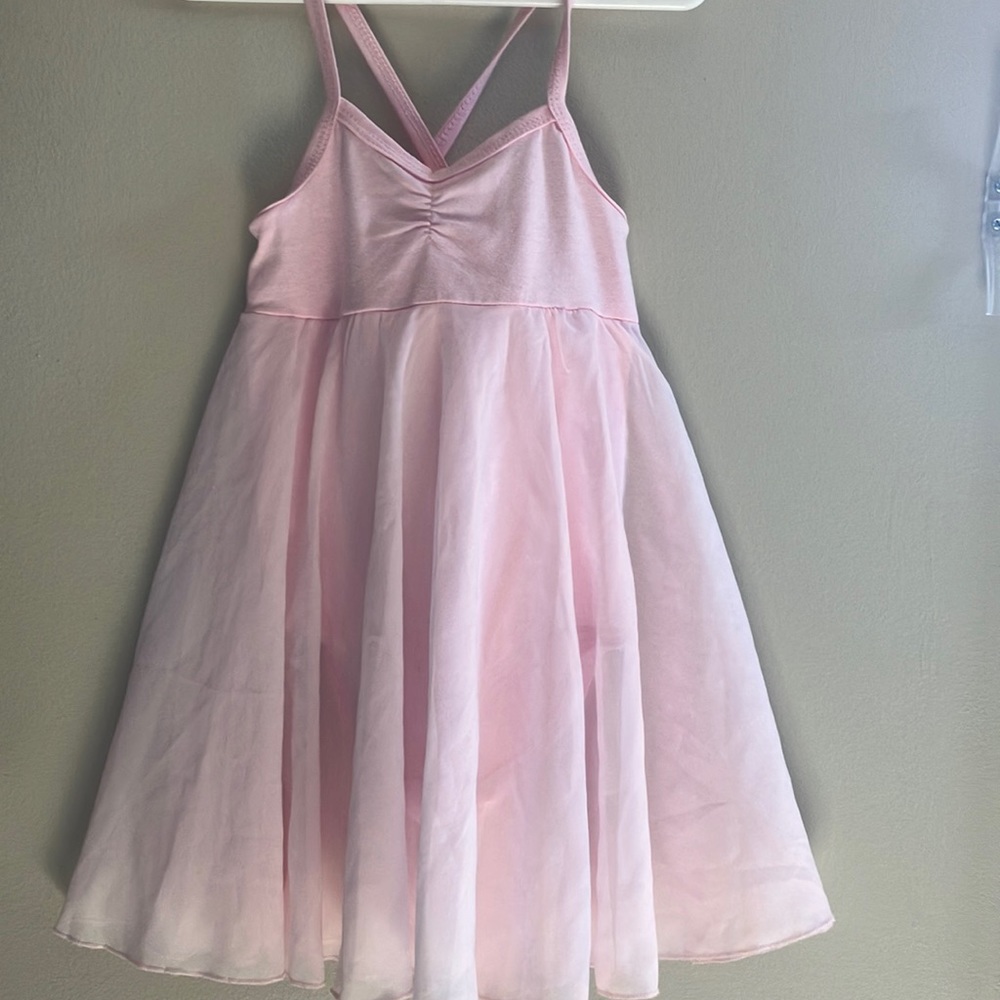 Girls’ dance leotard with chiffon overskirt